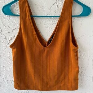 Zara Orange Ribbed Crop Tank Top